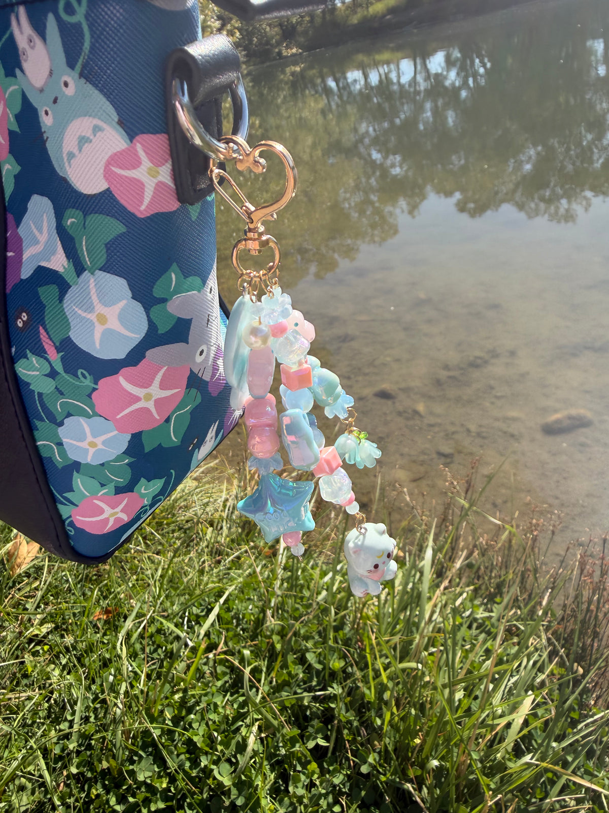 Blue Kitty Cluster Keychain