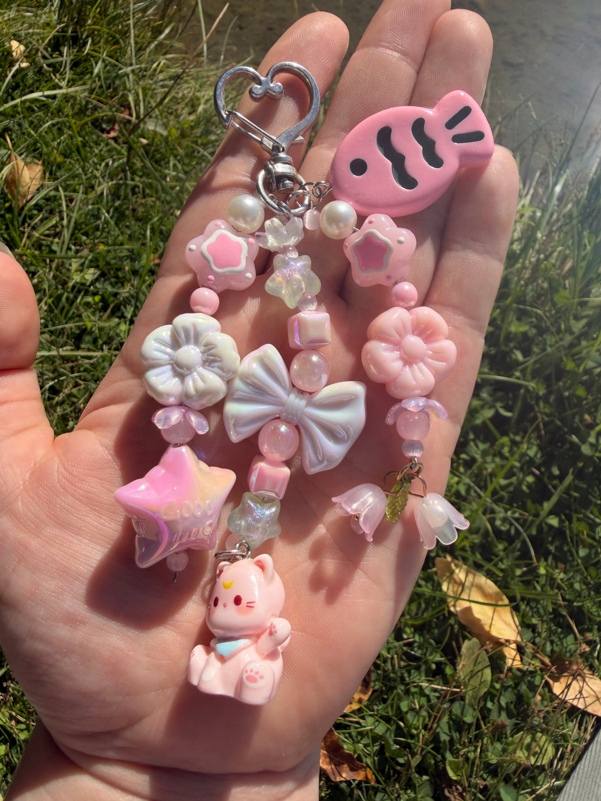 Pink Kitty Cluster Keychain