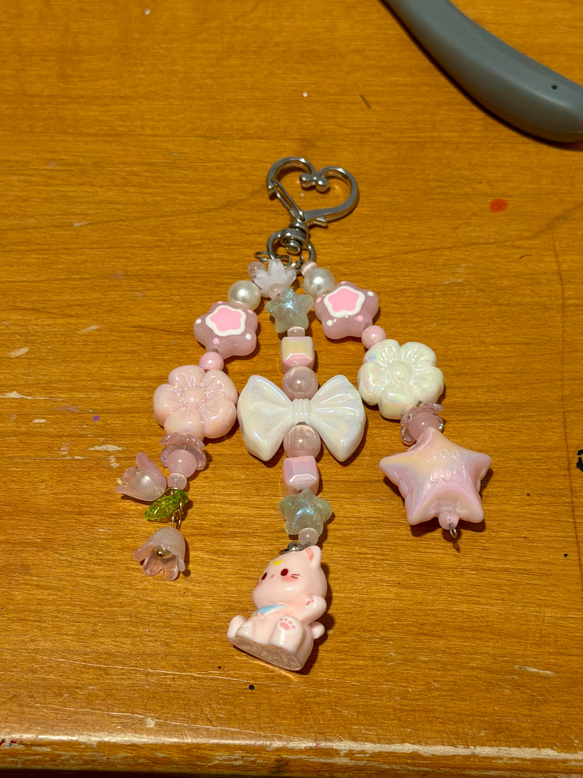 Pink Kitty Cluster Keychain