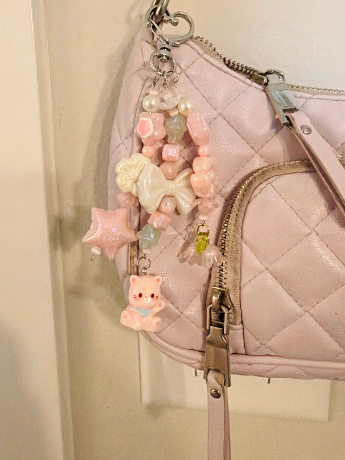 Pink Kitty Cluster Keychain