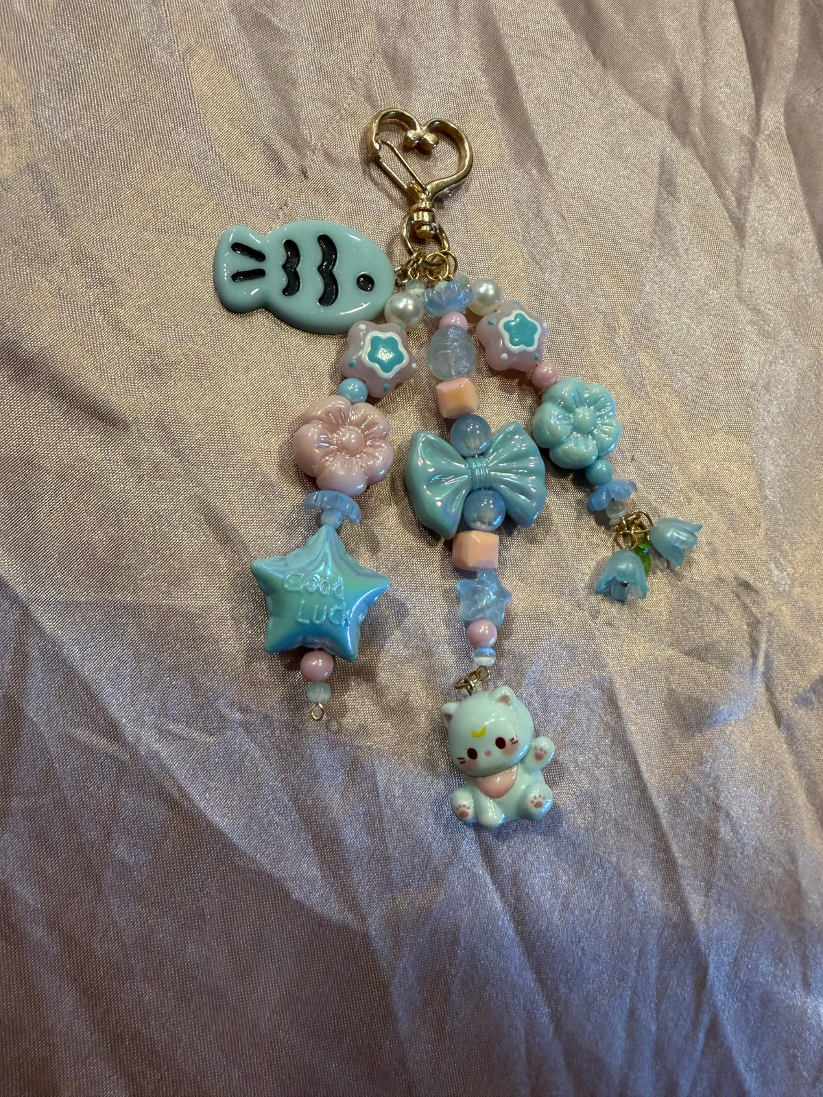 Blue Kitty Cluster Keychain